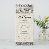 Bruiloft Antiek Kant Linnen Wit Classic  Menu (Staand voorkant)