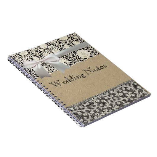 Bruiloft Antiek Kant Linnen Wit Classic  Notitieboek (Rechterzijde)