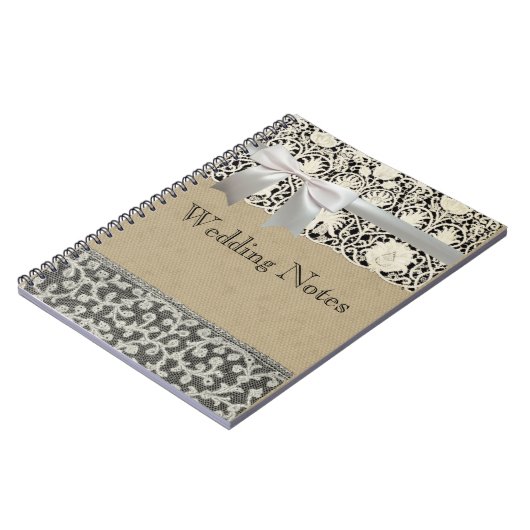 Bruiloft Antiek Kant Linnen Wit Classic  Notitieboek (Linkerzijde)