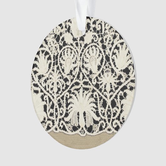 Bruiloft Antiek Kant Linnen Wit Classic Ornament (voorkant)