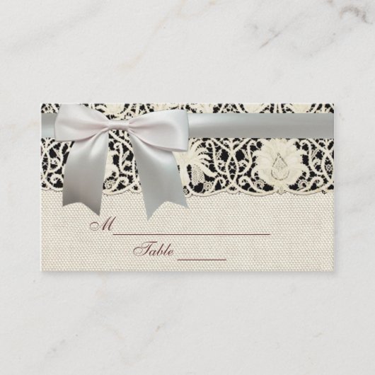 Bruiloft Antiek Kant Linnen Wit Classic Plaatskaartje (Voorkant)