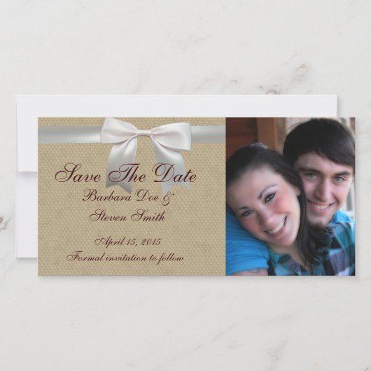 Bruiloft Antiek Kant Linnen Wit Classic Save The Date (Voorkant)