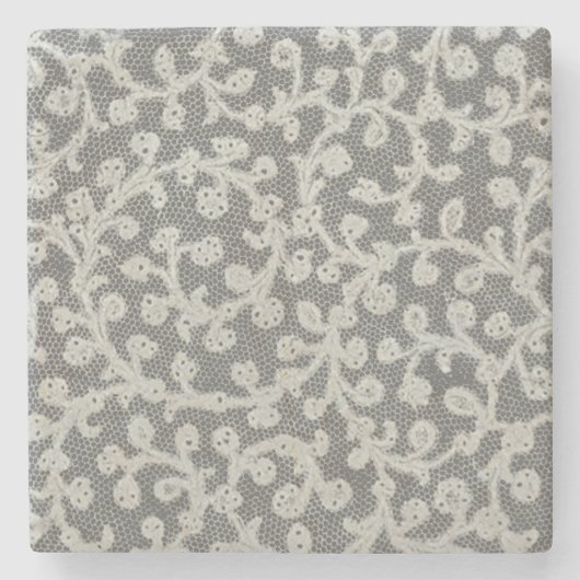 Bruiloft Antiek Kant Linnen Wit Classic  Stenen Onderzetter (Voorkant)