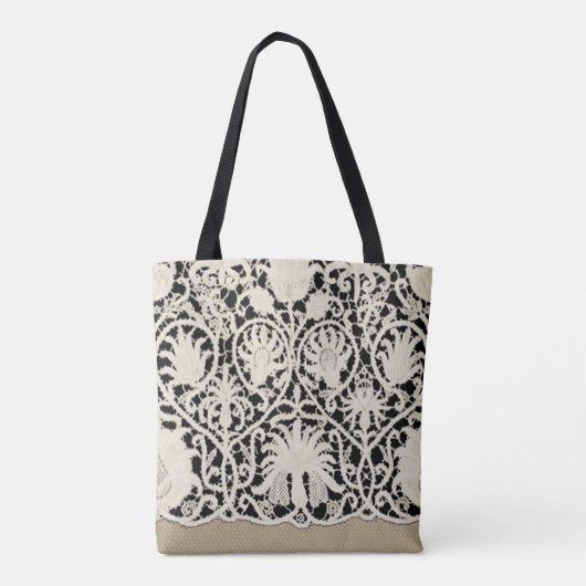 Bruiloft Antiek Kant Linnen Wit Classic Tote Bag (Achterkant)