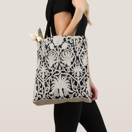 Bruiloft Antiek Kant Linnen Wit Classic  Tote Bag (Dichtbij)