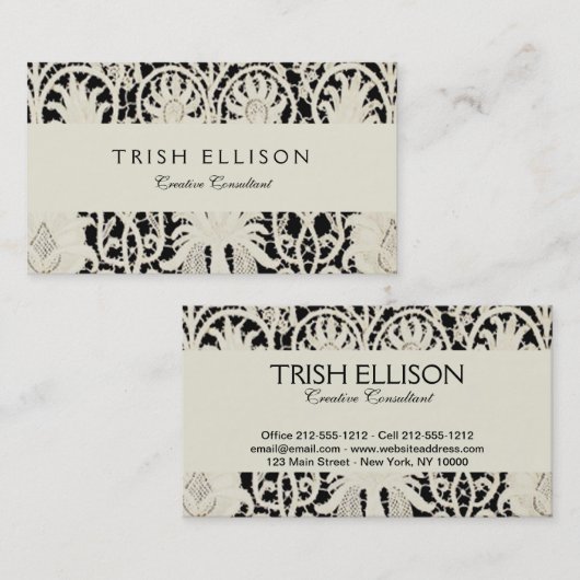 Bruiloft Antiek Kant Linnen Wit Classic  Visitekaartje (Voorkant / Achterkant)