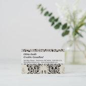 Bruiloft Antiek Kant Linnen Wit Classic Visitekaartje (Staand voorkant)