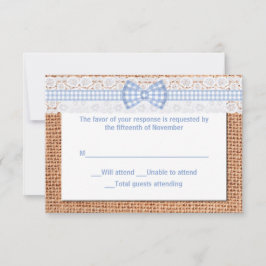 Bruiloft antwoordkaart met landelijke burlap en ka RSVP kaartje