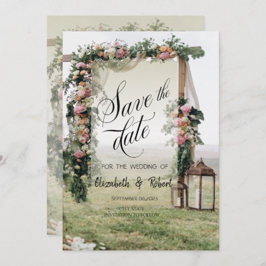 Bruiloft Arbour Lantern Save the Date (Voorkant / Achterkant)
