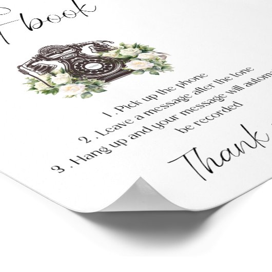 Bruiloft audio gastenboek instructies poster (Hoek)