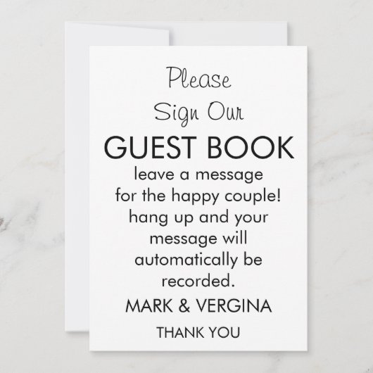 Bruiloft Audio gastenboek Kaart (Voorkant)