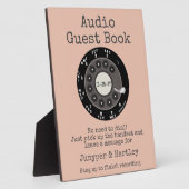 Bruiloft Audio Gastenboek Zwart Rotary Dial Roze Fotoplaat (Zijkant)
