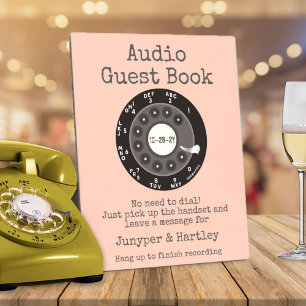 Bruiloft Audio Gastenboek Zwart Rotary Dial Roze Fotoplaat