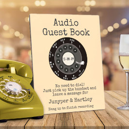 Bruiloft Audio Gastenboek Zwart Rotary Ivory Cream Fotoplaat