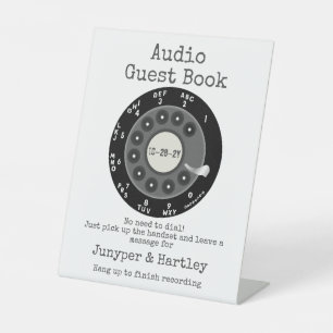 Bruiloft Audio Gastenboek Zwart Rotary wijzerplaat Reclamebord Met Voetstuk
