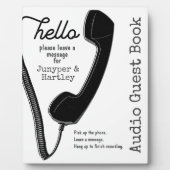 Bruiloft Audio Gastenboek Zwart Telefoon op Wit 8x Fotoplaat (Voorkant)