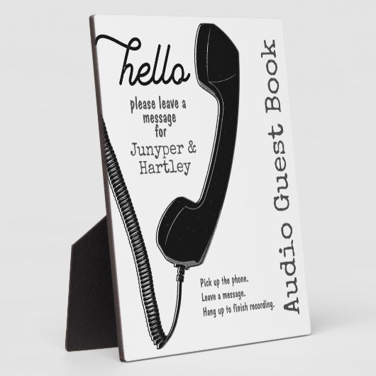 Bruiloft Audio Gastenboek Zwart Telefoon op Wit 8x Fotoplaat (Zijkant)