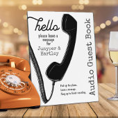Bruiloft Audio Gastenboek Zwart Telefoon op Wit 8x Fotoplaat