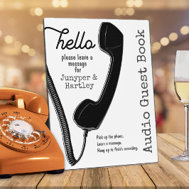 Bruiloft Audio Gastenboek Zwart Telefoon op Wit 8x Fotoplaat