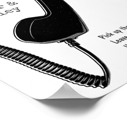 Bruiloft Audio Gastenboek Zwart Telefoon op Wit 8x Poster (Hoek)