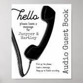Bruiloft Audio Gastenboek Zwart Telefoon op Wit 8x Poster (Voorkant)