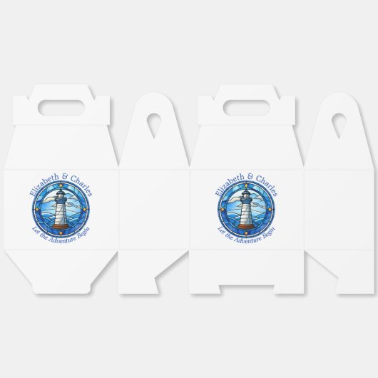 Bruiloft Avontuur Vuurtoren Zeilen Nautisch Bedankdoosjes (Ongevouwen)