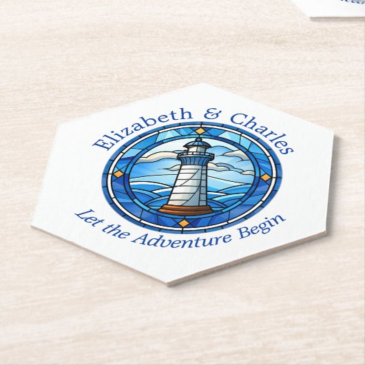 Bruiloft Avontuur Vuurtoren Zeilen Nautisch Kartonnen Onderzetters (Schuin)