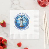 Bruiloft Avontuur Vuurtoren Zeilen Nautisch Servet (Insitu)