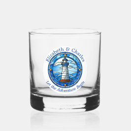 Bruiloft Avontuur Vuurtoren Zeilen Nautisch Whisky Glas