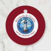 Bruiloft Avontuur Vuurtoren Zeilen Nautische Naam Bedankjes Labels (Achterkant)