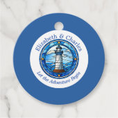 Bruiloft Avontuur Vuurtoren Zeilen Nautische Naam Bedankjes Labels (Voorkant)