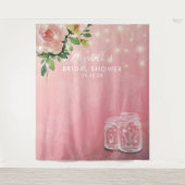 Bruiloft Backdrop Bloemrijke Mason Jar Lichten Wandkleed (Voorkant)