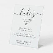 Bruiloft badkamer dames en heren toilet mand reclamebord met voetstuk (Voorkant)