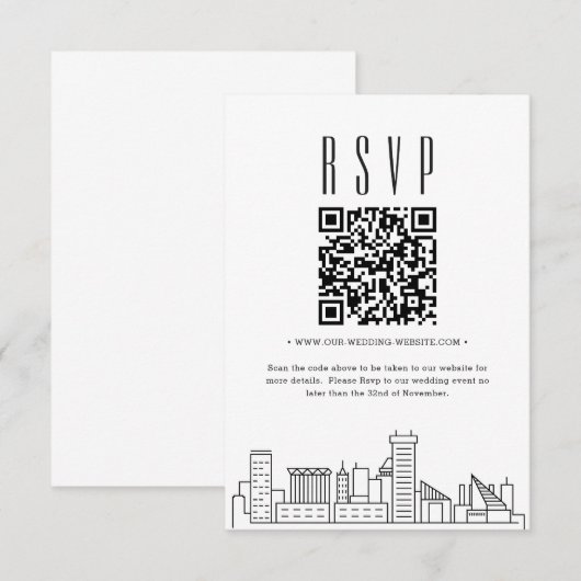 Bruiloft Baltimore QR code RSVP Kaartje (Voorkant / Achterkant)