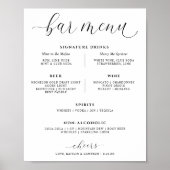 Bruiloft Bar Drinken Menu Elegante Signature Drink Poster (Voorkant)