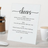 Bruiloft Bar Menu Bord Proost Reclamebord Met Voetstuk (Insitu)