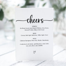 Bruiloft Bar Menu Bord Proost