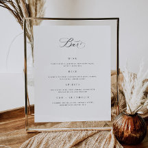 Bruiloft Bar Menu Drink Teken Receptie Poster