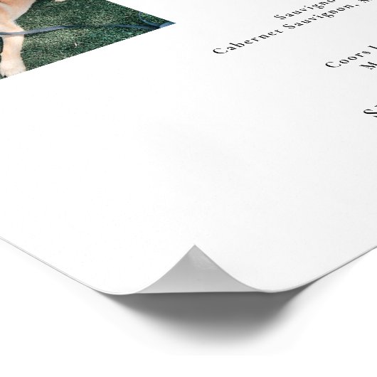 Bruiloft Bar Menu met Pet Photo Poster (Hoek)