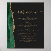 Bruiloft Bar Menu Smaragd Groene Gouden Agaat Donk Poster (Voorkant)