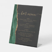 Bruiloft Bar Menu Smaragd Groene Gouden Agaat Donk Reclamebord Met Voetstuk (Voorkant)
