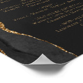 Bruiloft Bar Menu Zwart Gouden Agaat Donker Poster (Hoek)