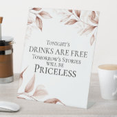 Bruiloft Bar teken rustieke terracotta bladeren Reclamebord Met Voetstuk (Insitu)