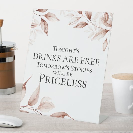 Bruiloft Bar teken rustieke terracotta bladeren Reclamebord Met Voetstuk (Insitu)