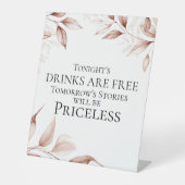 Bruiloft Bar teken rustieke terracotta bladeren Reclamebord Met Voetstuk (Voorkant)