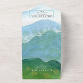 Bruiloft Barbecue Waterverf landschap All In One Uitnodiging (Buitenkant)