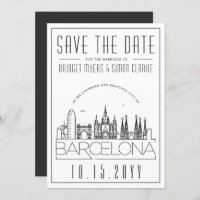 Bruiloft Barcelona Gestileerde Silhouet Save the D