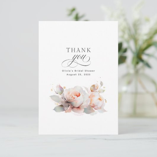 Bruiloft Bedanken met Bloemmotief Bedankkaart (Staand voorkant)