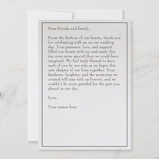 bruiloft bedankkaart (Achterkant)