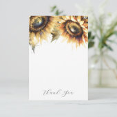 Bruiloft bedankkaarten geel zonnebloemen bedankkaart (Staand voorkant)